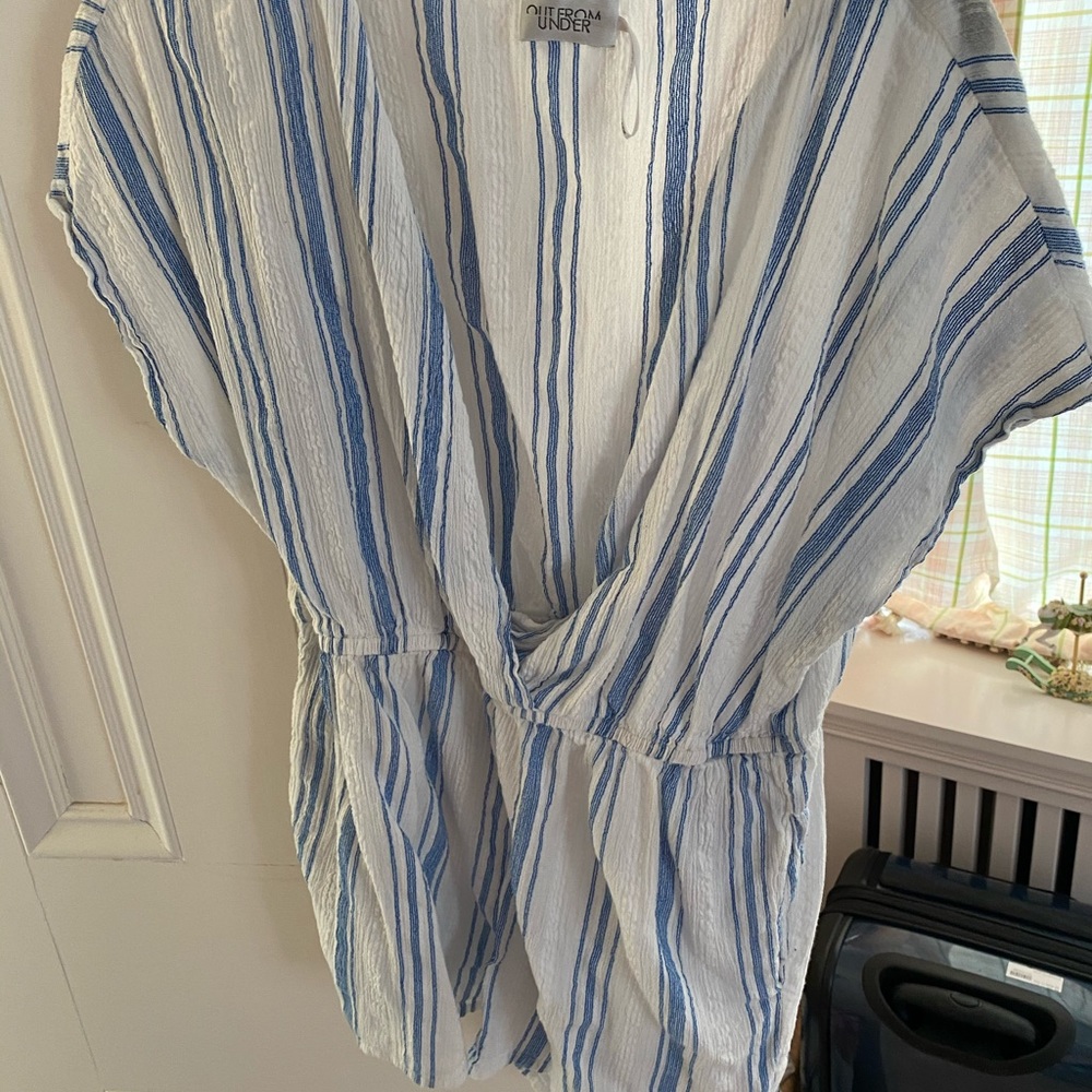 Urban blue and white beach romper/coverup, size M